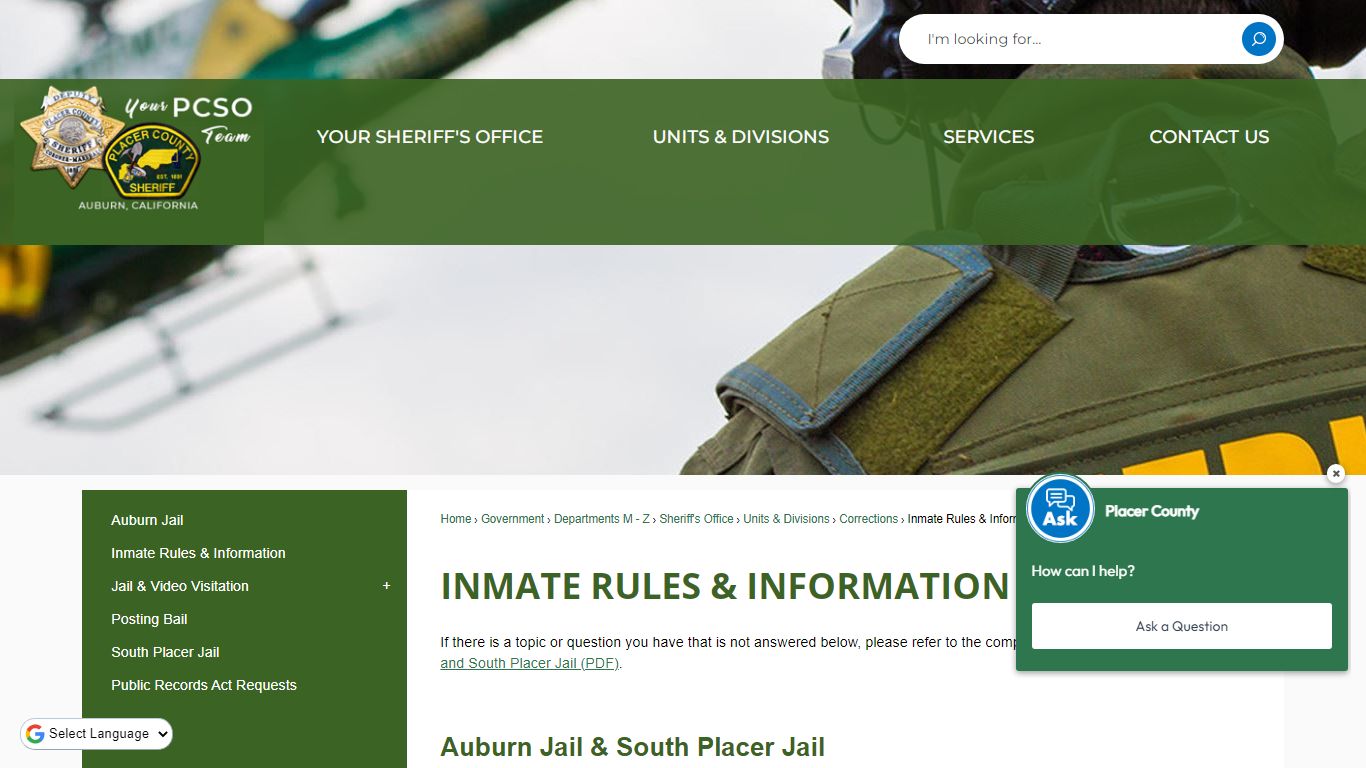 Inmate Rules & Information | Placer County, CA